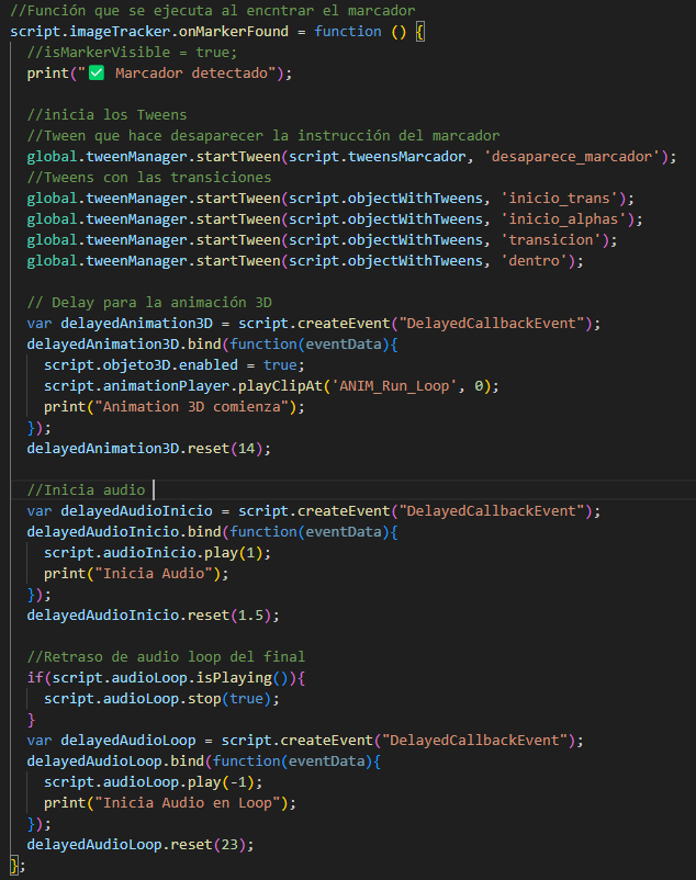 Script al encontrar el marcador